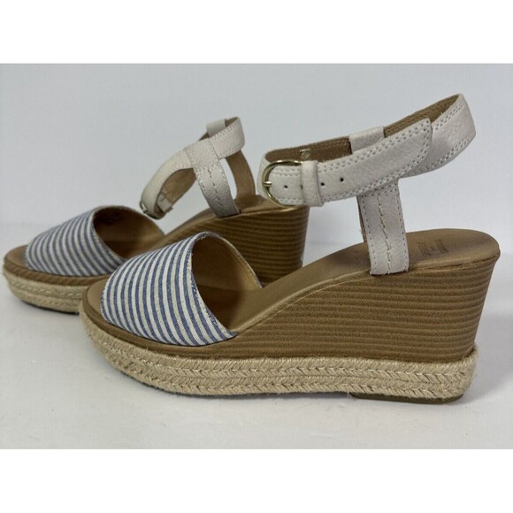 Sperry Top-Sider Fairwater Striped Wedge Sandal  Blue White Size 10 - Picture 2 of 8